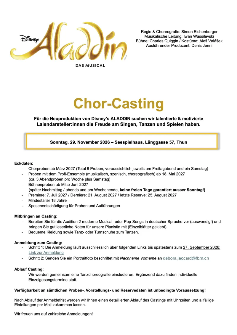 Casting Thuner Seespiele 2027